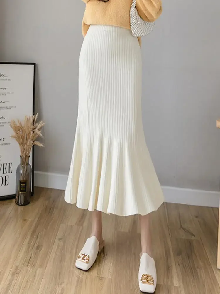 Summer Clothing Wraps - Eleganter Strick-Wickelrock mit hoher Taille, Frühling,