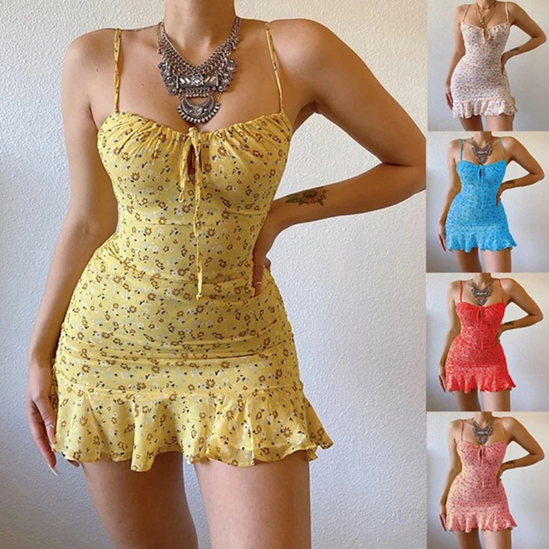 Summer Zara - Damen Sexy Casual Home Kleines Blumen-Unterhemd-Kleid