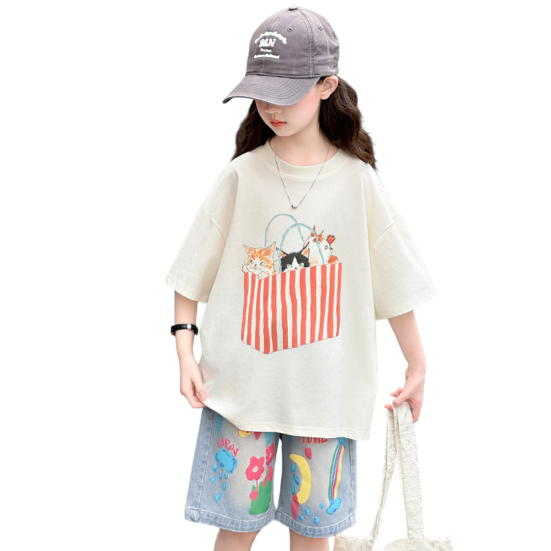 Summer Clothing Drawing - Sommer-Ober- und Unterteil-Set für Teenager-Mädchen mit